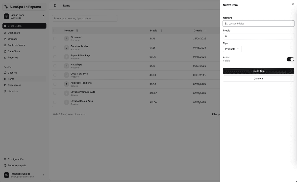 Gestión de productos y servicios